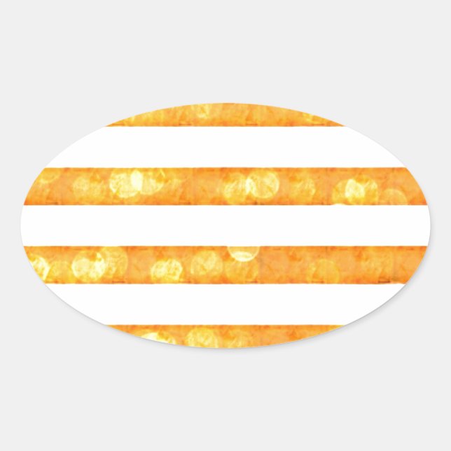 Sticker Ovale Rayures Bokeh Orange Et Blanc (Devant)