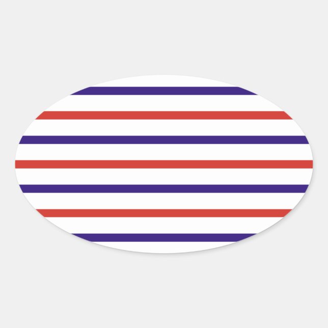 Sticker Ovale Rayures rouges blanches et bleues (Devant)