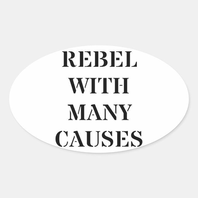 Sticker Ovale Rebel avec de nombreuses causes (Devant)