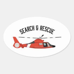 Sticker Ovale Recherche et hélicoptère de délivrance