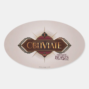 Sticker Ovale Red & Gold Art Deco Obliviate Spell