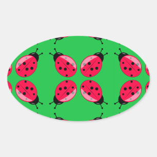 Sticker Ovale Red Ladybugs