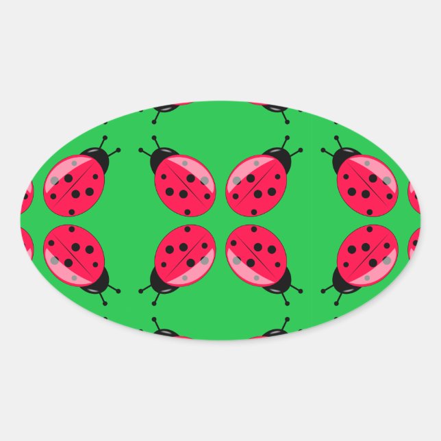 Sticker Ovale Red Ladybugs (Devant)