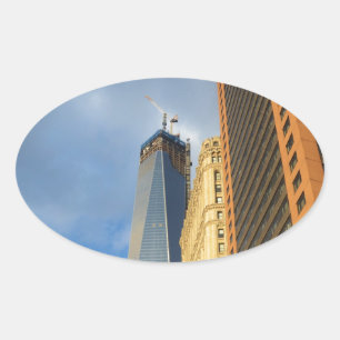Sticker Ovale Reflets de gratte-ciel de New York