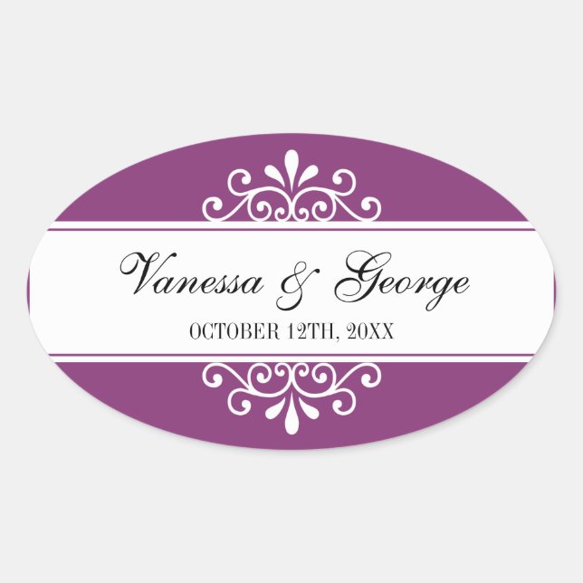Sticker Ovale Regal tourbillon violet ovale hors de la ville sac (Devant)