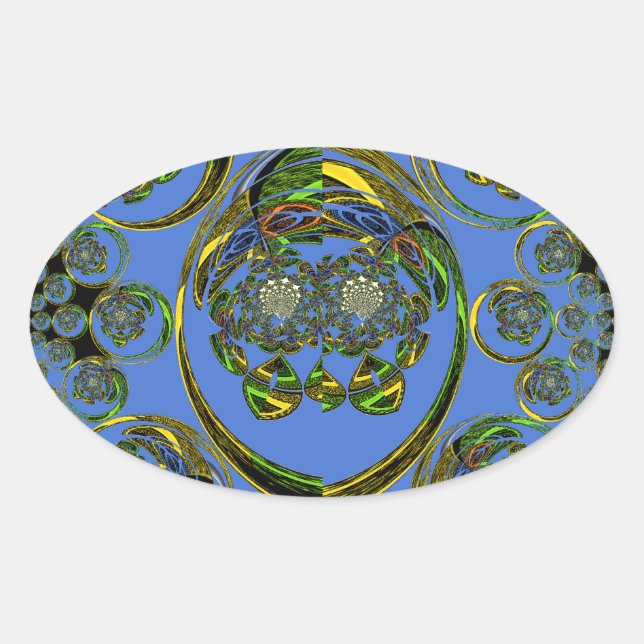 Sticker Ovale Regardez mes courbes bleues (Devant)