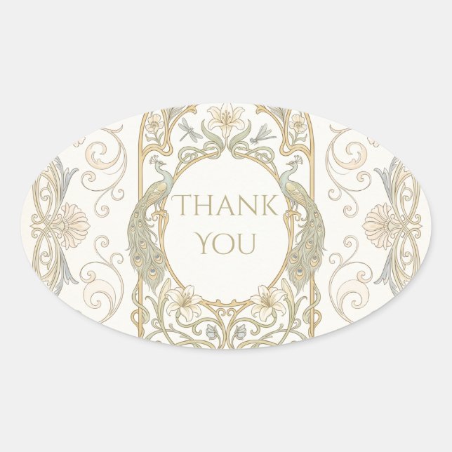 Sticker Ovale Remerciement Baroque Or (Devant)