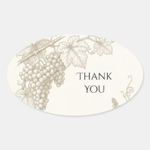 Sticker Ovale Remerciement de mariage Vigne