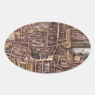 Sticker Ovale Réplique carte de la ville de La Haye 1649