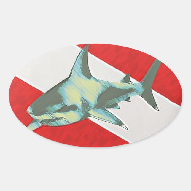 Sticker Ovale requin-drapeau (Devant)