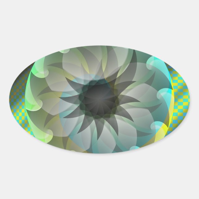 Sticker Ovale Requin spiral par Kenneth Yoncich (Devant)