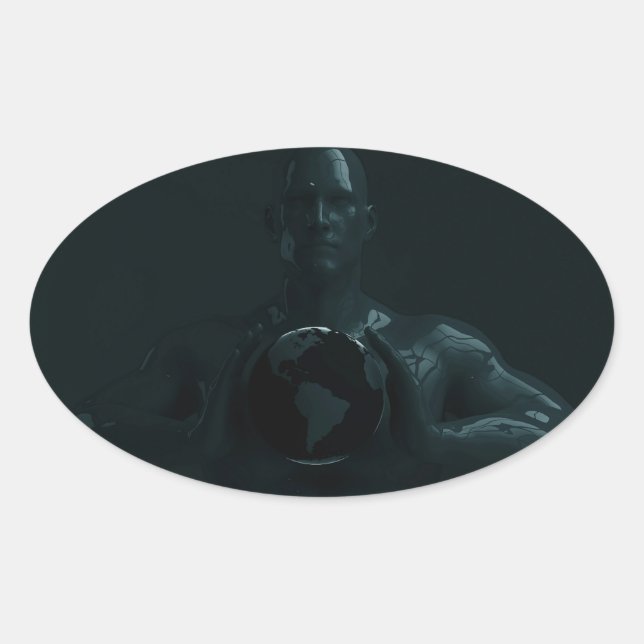 Sticker Ovale Réseau d'information en ligne comme transfert numé (Devant)