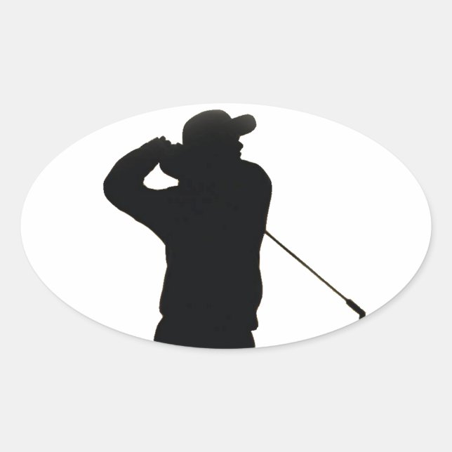 Sticker Ovale Restez calme et jouez au golf (Devant)