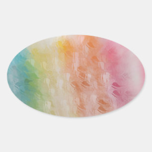 Sticker Ovale Résumé Coloré Rose Rouge Jaune Bleu Vide