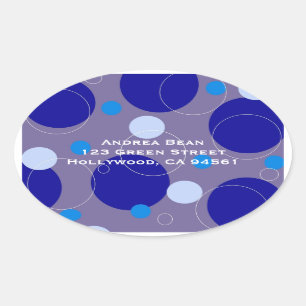 Sticker Ovale Retro Blue Circles & Ovals Royal Adresse de retour
