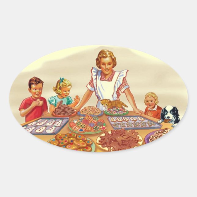 Sticker Ovale Rétro Housewife (Devant)
