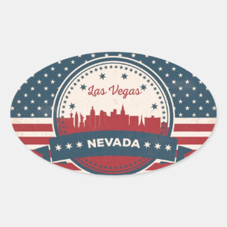 Sticker Ovale Retro Las Vegas Skyline