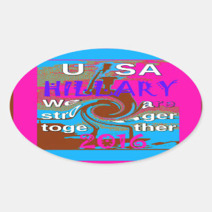 Sticker Ovale Retro USA Stronger Together Abstrait Art Print