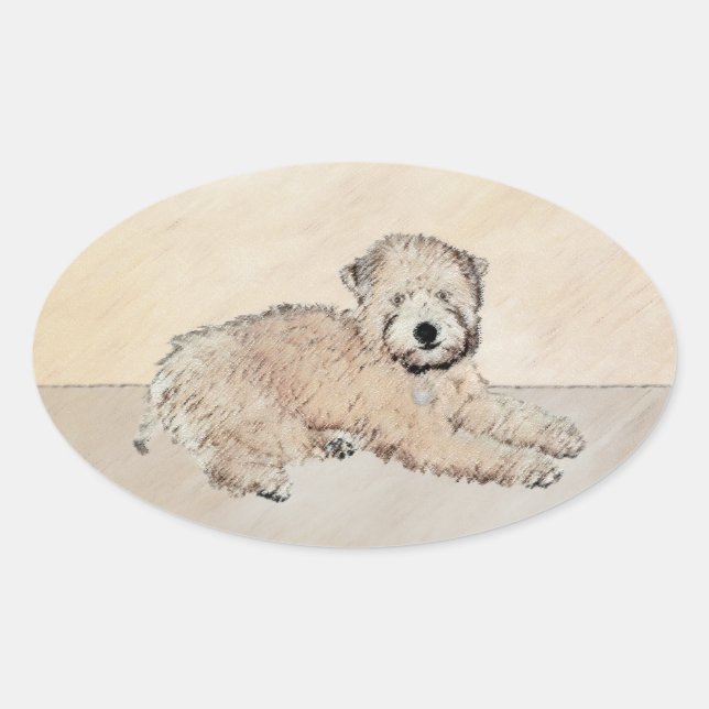 Sticker Ovale Revêtu doux Roue Peinture Terrier Art original (Devant)