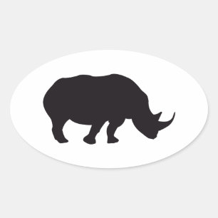 Sticker Ovale Rhino Vintage Wood Engraving
