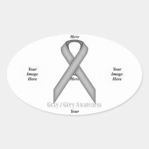 Sticker Ovale Ribbon gris/gris standard par Kenneth Yoncich