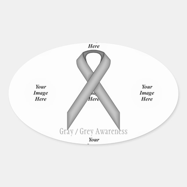 Sticker Ovale Ribbon gris/gris standard par Kenneth Yoncich (Devant)