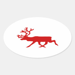 Sticker Ovale Rinder rouge / Silhouette caribou
