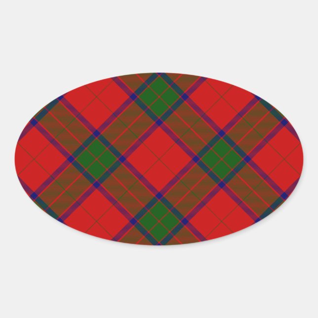 Sticker Ovale Robertson tartson rouge vert plaid (Devant)