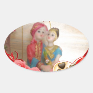 Sticker Ovale Romantique Amour Coeur Art Imprimer