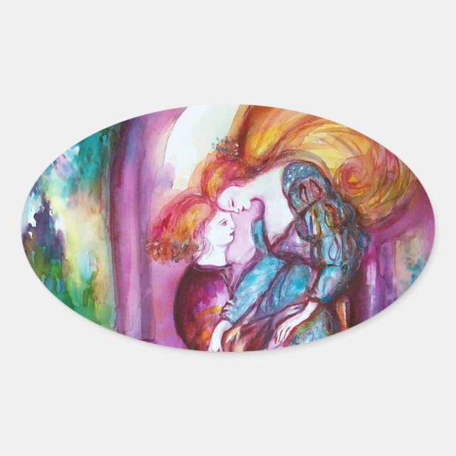 Sticker Ovale ROMEO ET JULIET Romantique Saint Valentin (Devant)