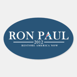 Sticker Ovale Ron Paul 2012 - Restaurer l'Amérique maintenant