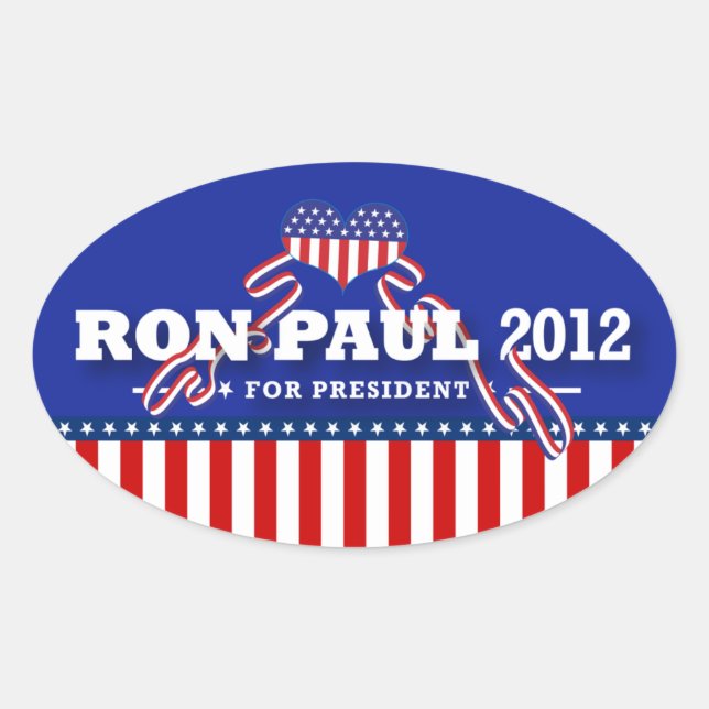 Sticker Ovale Ron Paul pour le président 2012 (Devant)