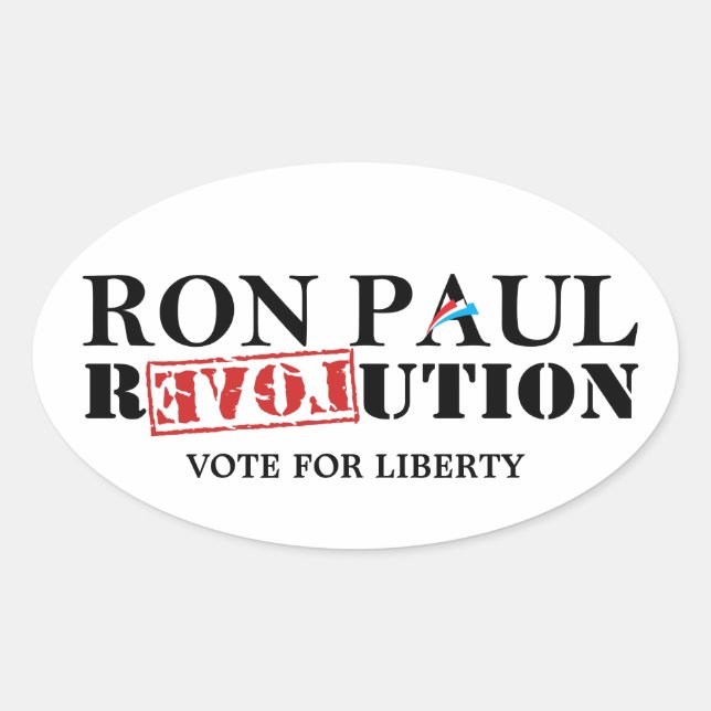 Sticker Ovale Ron Paul Revolution - Vote pour la liberté (Devant)