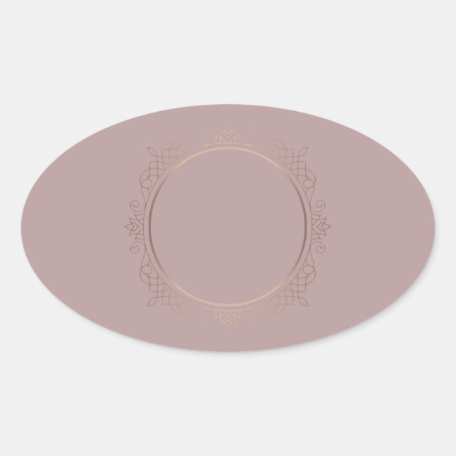 Sticker Ovale Rose Creative Gold Blank Modèle Ajouter votre text (Devant)