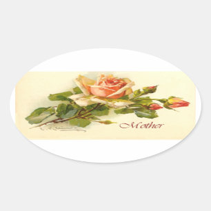 Sticker Ovale Rose de la fête des mères