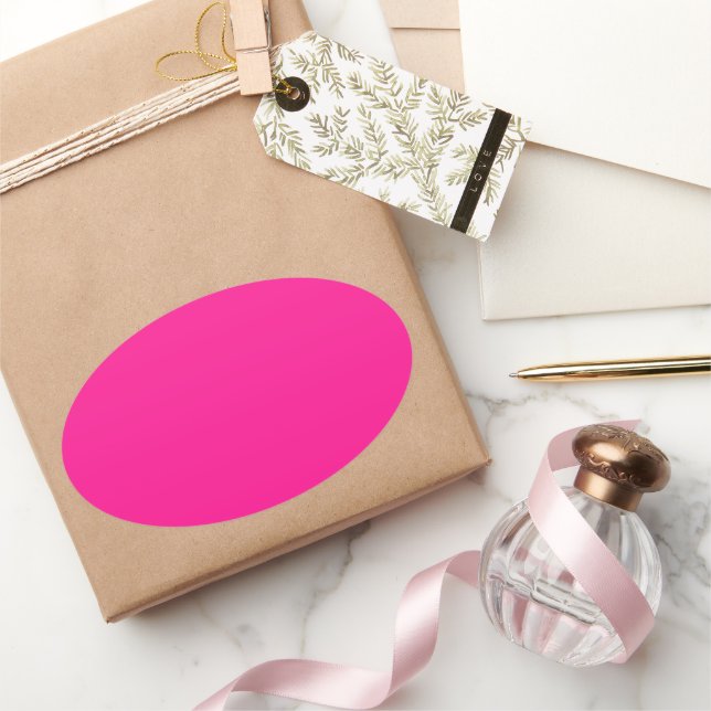 Sticker Ovale Rose fluorescent (Cadeaux)
