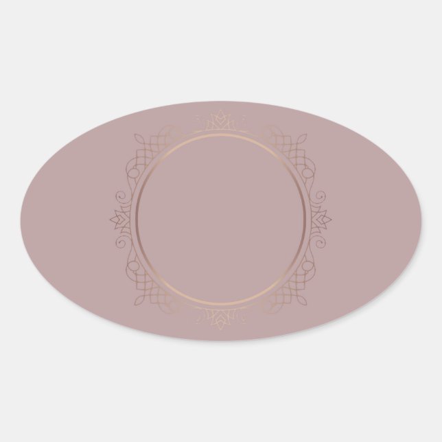 Sticker Ovale Rose Gold Blank Modèle Ajouter votre texte tendanc (Devant)