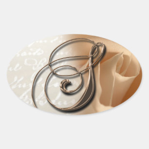 Sticker Ovale Rose Monogramme S Mariage Ovale Faveur Phoques