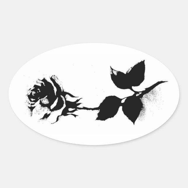 Sticker Ovale Rose noir (Devant)