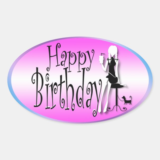 Sticker Ovale Rose noir filles mode chic (Devant)