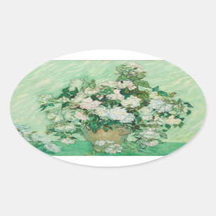 Sticker Ovale Roses - Bouquet de fleurs