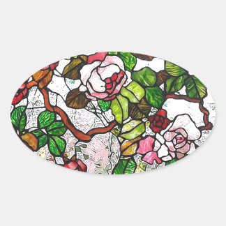 Sticker Ovale Roses Escalades - vitraux