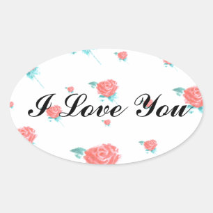 Sticker Ovale Roses rouges