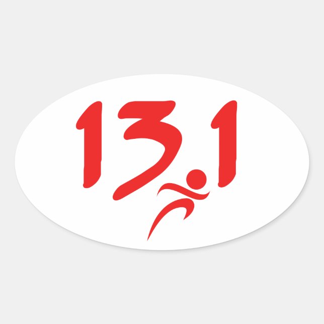 Sticker Ovale Rouge 13,1 demi-marathon (Devant)