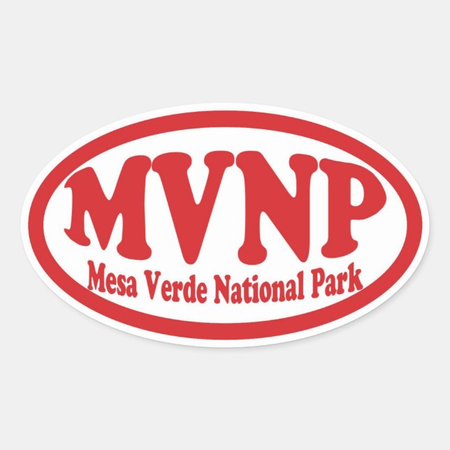 sticker ovale rouge du parc national Mesa Verde (Devant)