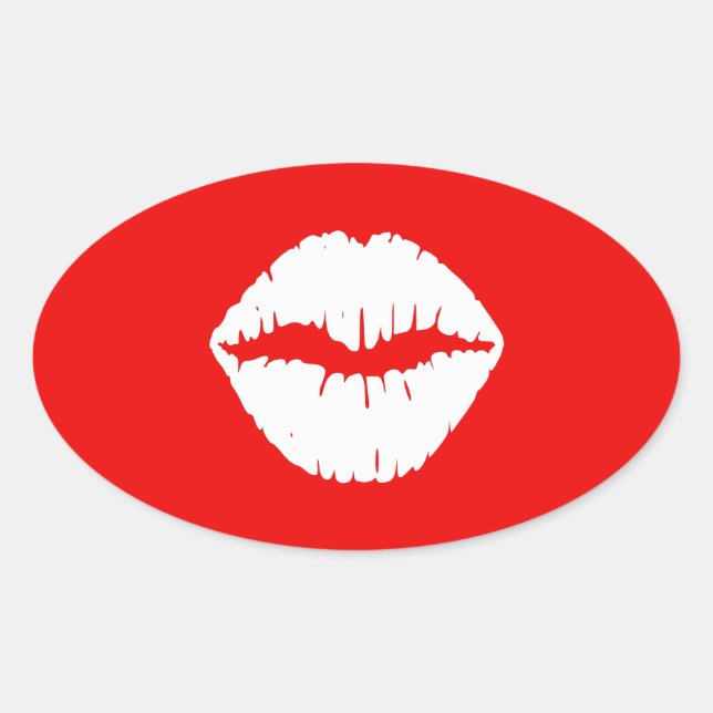 Sticker Ovale Rouge et Blanc Maquillage (Devant)