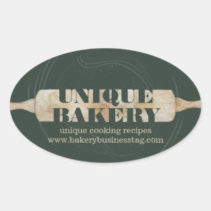 Sticker Ovale Rouleau à pâtisserie de boulangerie unique Logo de