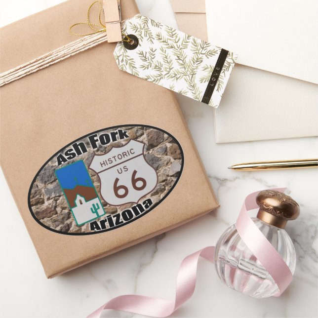 Sticker Ovale Route 66 Ash Fork Arizona (Cadeaux)