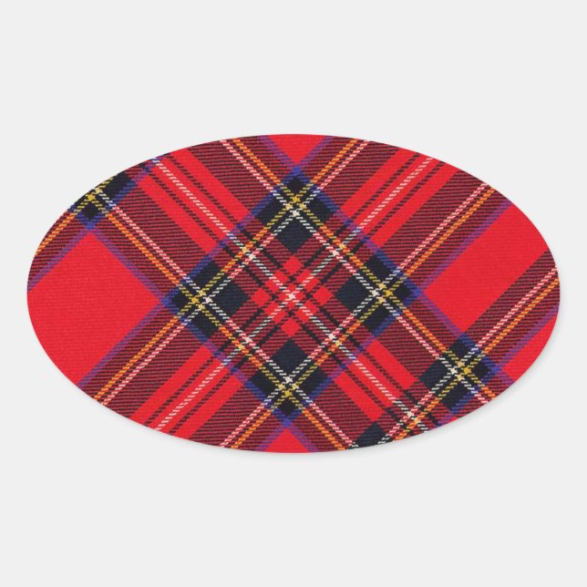 Sticker Ovale Royal Stewart tartan rouge noir plaid (Devant)
