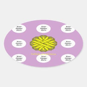 Sticker Ovale Ruban à fleurs jaunes Modèle par Kenneth Yoncich
